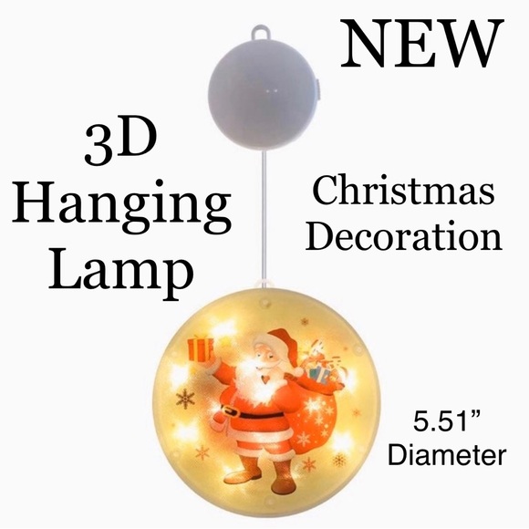 💥5/$15 🎄 3D Christmas Decorative Window Hanging Lamp Santa Claus 🎅 - Picture 1 of 10